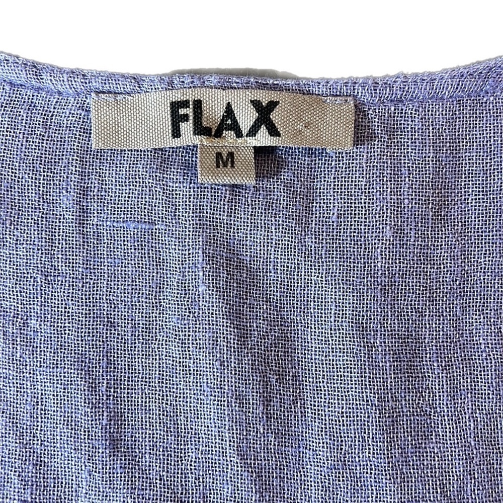 Flax Light Purple Linen Short Sleeve Button-Down Top - Picture 9 of 9